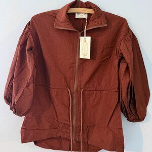 size 8 NWT Mia Joy Joyfolie lightweight Lucia windbreaker JACKET brown cinnamon